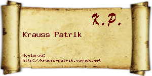 Krauss Patrik névjegykártya